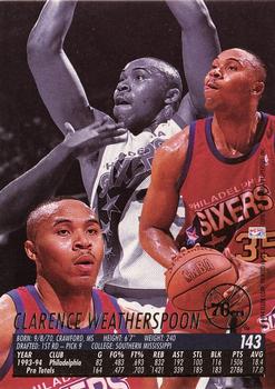 1994-95 Ultra #143 Clarence Weatherspoon Back