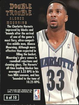 1994-95 Ultra - Double Trouble #6 Alonzo Mourning Back