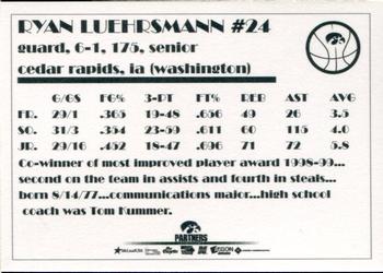 1999-00 Iowa Hawkeyes #NNO Ryan Luehrsmann Back