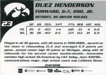 2000-01 Iowa Hawkeyes #NNO Duez Henderson Back
