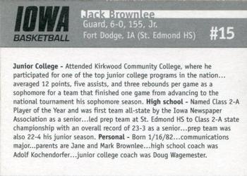 2002-03 Iowa Hawkeyes #NNO Jack Brownlee Back