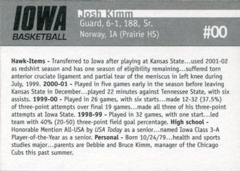2002-03 Iowa Hawkeyes #NNO Josh Kimm Back
