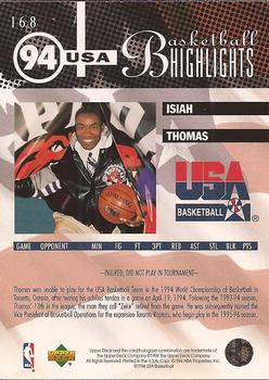 1994-95 Upper Deck #168 Isiah Thomas Back