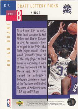 1994-95 Upper Deck - NBA Draft Lottery Picks 1994 #D8 Brian Grant Back