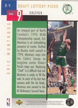 1994-95 Upper Deck - NBA Draft Lottery Picks 1994 #D9 Eric Montross Back