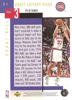 1994-95 Upper Deck - NBA Draft Lottery Picks 1994 #D3 Grant Hill Back