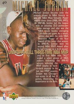 1994-95 Upper Deck - Basketball Heroes: Michael Jordan #40 Michael Jordan Back