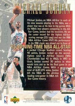 1994-95 Upper Deck - Basketball Heroes: Michael Jordan #41 Michael Jordan Back