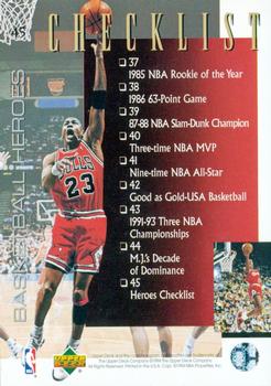 1994-95 Upper Deck - Basketball Heroes: Michael Jordan #45 Michael Jordan Back