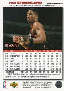 1995-96 Collector's Choice #1 Rod Strickland Back