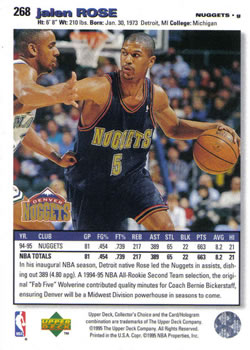 1995-96 Collector's Choice #268 Jalen Rose Back