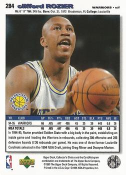 1995-96 Collector's Choice #284 Clifford Rozier Back