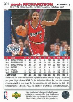 1995-96 Collector's Choice #301 Pooh Richardson Back