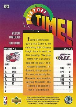 1995-96 Collector's Choice #356 Houston Rockets vs. Utah Jazz Back