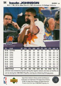 1995-96 Collector's Choice #94 Kevin Johnson Back