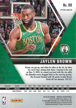 2019-20 Panini Mosaic - Green Prizm #89 Jaylen Brown Back