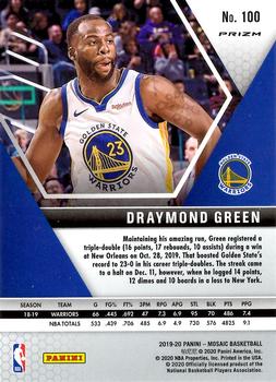 2019-20 Panini Mosaic - Camo Pink #100 Draymond Green Back