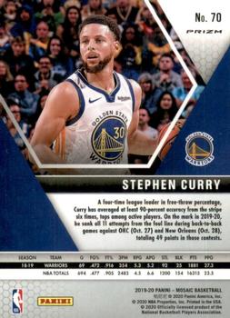 2019-20 Panini Mosaic - Red Prizm #70 Stephen Curry Back