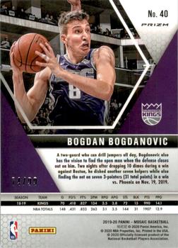 2019-20 Panini Mosaic - Blue Prizm #40 Bogdan Bogdanovic Back