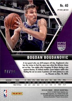 2019-20 Panini Mosaic - Green Swirl 1st Off the Line #40 Bogdan Bogdanovic Back