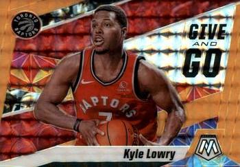 2019-20 Panini Mosaic - Give and Go Mosaic Orange Fluorescent #13 Kyle Lowry Front