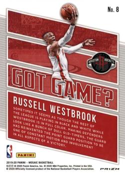 2019-20 Panini Mosaic - Got Game? Green #8 Russell Westbrook Back
