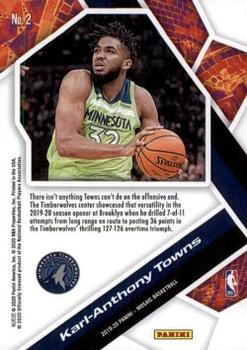 2019-20 Panini Mosaic - Will to Win #2 Karl-Anthony Towns Back