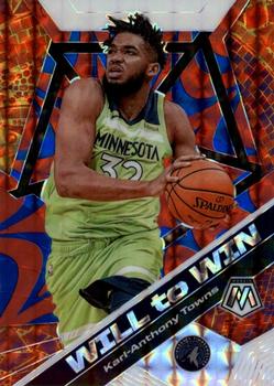 2019-20 Panini Mosaic - Will to Win Mosaic Reactive Blue #2 Karl-Anthony Towns Front