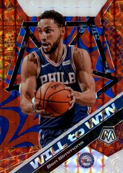 2019-20 Panini Mosaic - Will to Win Mosaic Reactive Blue #15 Ben Simmons Front