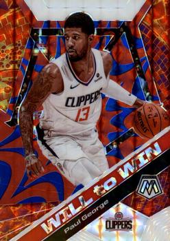 2019-20 Panini Mosaic - Will to Win Mosaic Reactive Blue #18 Paul George Front
