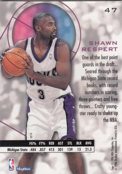 1995-96 SkyBox E-XL #47 Shawn Respert Back