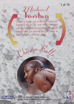 1995-96 SkyBox E-XL - No Boundaries #1 Michael Jordan Back