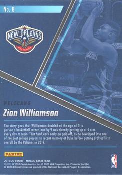 2019-20 Panini Mosaic - Blue Chips #8 Zion Williamson Back