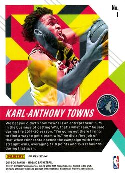 2019-20 Panini Mosaic - In It to Win It #1 Karl-Anthony Towns Back