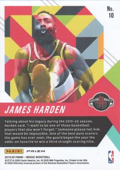 2019-20 Panini Mosaic - In It to Win It #10 James Harden Back