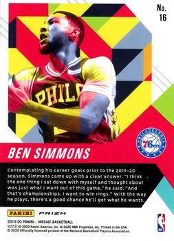 2019-20 Panini Mosaic - In It to Win It #16 Ben Simmons Back