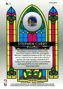2019-20 Panini Mosaic - Stained Glass #1 Stephen Curry Back