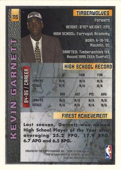 1995-96 Finest #115 Kevin Garnett Back