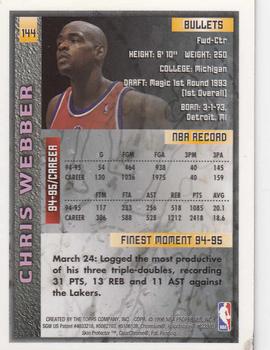 1995-96 Finest #144 Chris Webber Back