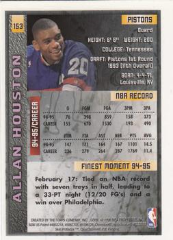 1995-96 Finest #153 Allan Houston Back