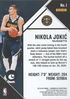 2019-20 Panini Chronicles #1 Nikola Jokic Back