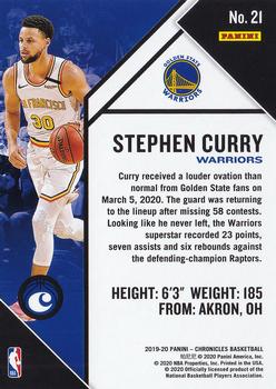 2019-20 Panini Chronicles #21 Stephen Curry Back