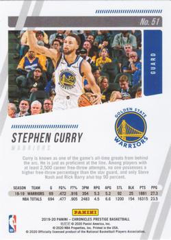 2019-20 Panini Chronicles #51 Stephen Curry Back