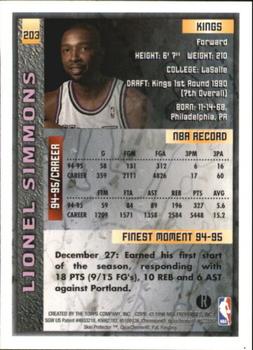 1995-96 Finest - Refractors #203 Lionel Simmons Back