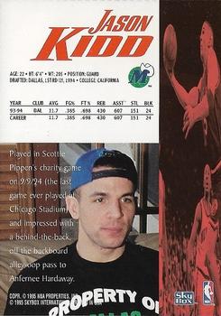1995-96 SkyBox Premium - Series 1 Promo Tri-Fold Sheet Singles #NNO Jason Kidd Back