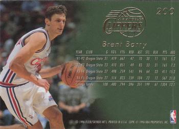 1995-96 Flair #200 Brent Barry Back