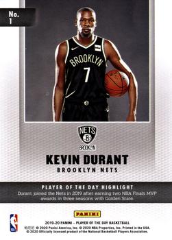 2019-20 Panini Player of the Day #1 Kevin Durant Back