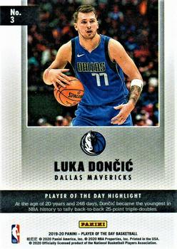 2019-20 Panini Player of the Day #3 Luka Doncic Back