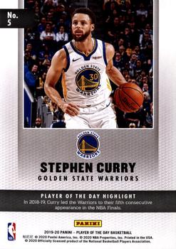 2019-20 Panini Player of the Day #5 Stephen Curry Back