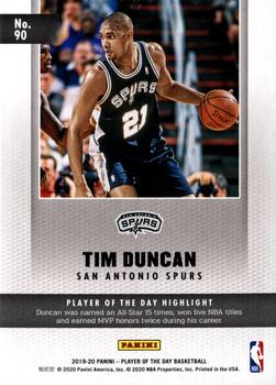 2019-20 Panini Player of the Day #90 Tim Duncan Back